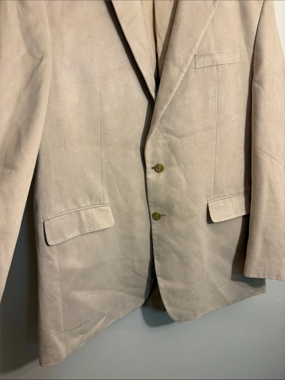 Chaps Light Beige Suede Blazer Jacket